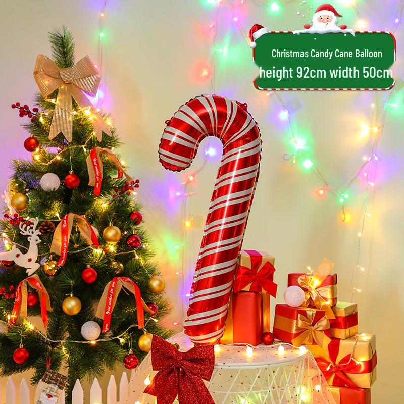 Santa Claus Christmas Decoration Balloons with Sticks and Small Gift Headbands for Kindergarten and Mall Scenes