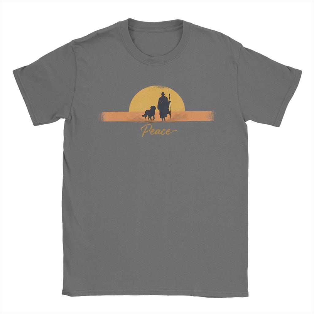 Streetwear T Shirt Summer Peace Minimalist Zen Art Walk For Peace Monks With Aloka Dog  Trendy TShirts  100 Cotton Tee Shirt