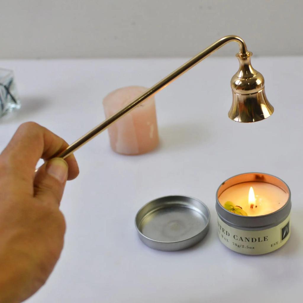Spegni candela in metallo a forma di campana Estintore Copri stoppino Manico Decorazione vintage Casa SPA Hotel