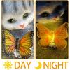 Cat Figurine Garden Decoration Cat Garden Decoration Butterflies Solar Lights for Outdoor Balcony Garden Decoration Courtyard Layout Cute Cat Top