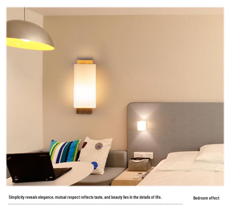 Modern Minimalist LED Wood Wall Lamp for Bedroom, Living Room, Corridor, Staircase, or Balcony