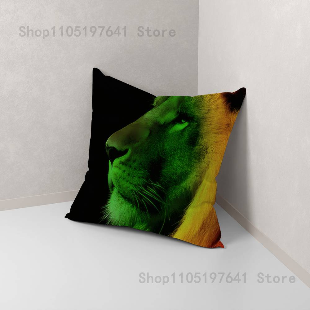 Bob Marley Rasta Lion Pillow Case For Sofa Decor Car Office Room Printing Cushion Cover Decorations and Protector