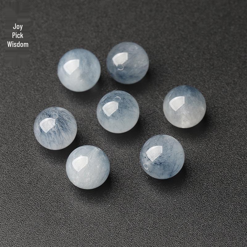 Natural Blue Rabbit Hair Crystal Beads for DIY Bracelets & Necklaces