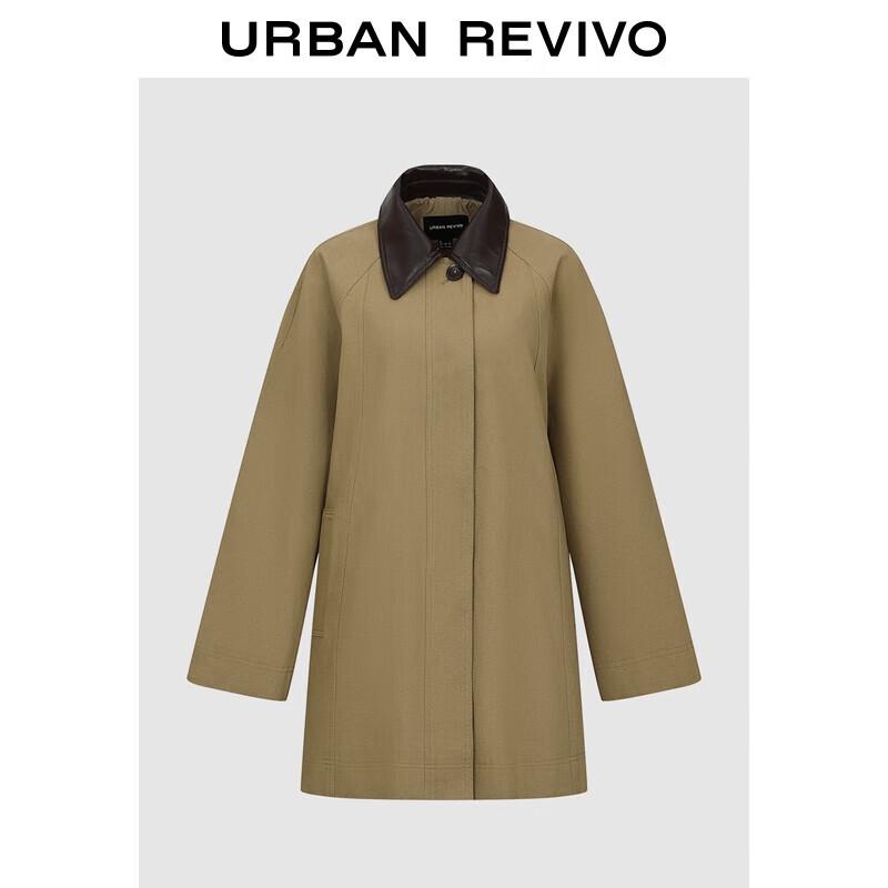 

UR 2025 Женское пальто оверсайз с воротником, сшитым из разных материалов, и струящимся ветром M (M-L)