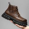 New Winter Lace Up High Top Sports Shoes Men's Windproof Boots Thick Soles for Height Increase