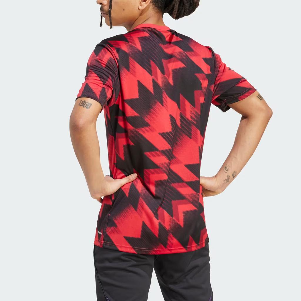 Adidas Manchester United Casual Sports Crew Neck Short Sleeve Football Shirt Men Tops Red Black JP3233