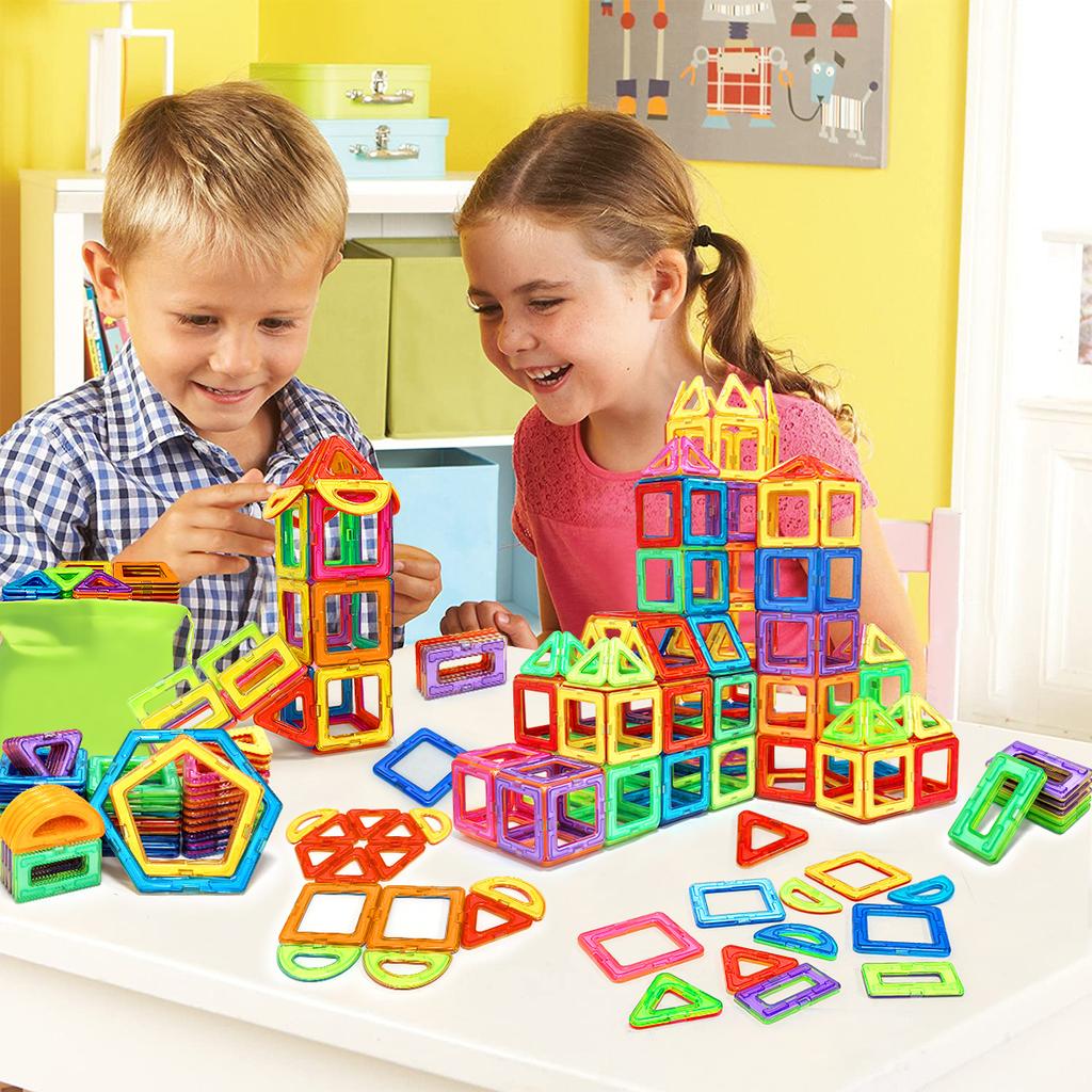 Magnetische Bausteine - 3D STEM Pädagogisches Konstruktionsset Spielzeug für Kinder Mehrfach geformte magnetische Bausteine Große Größe