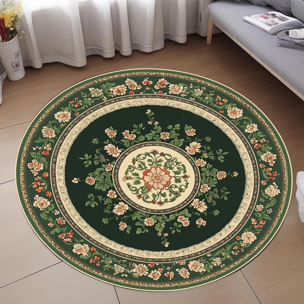 Retro Flowers Round Mat Round Carpet Bathroom Mat Home Decor Living Room Kitchen Rug Rugs for Bedroom Gift