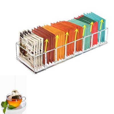 Priehľadná zobrazovacia krabička na čajové vrecúška s kvetmi, klasifikačná krabička s 8 mriežkami, multifunkčný organizér na pracovnej ploche