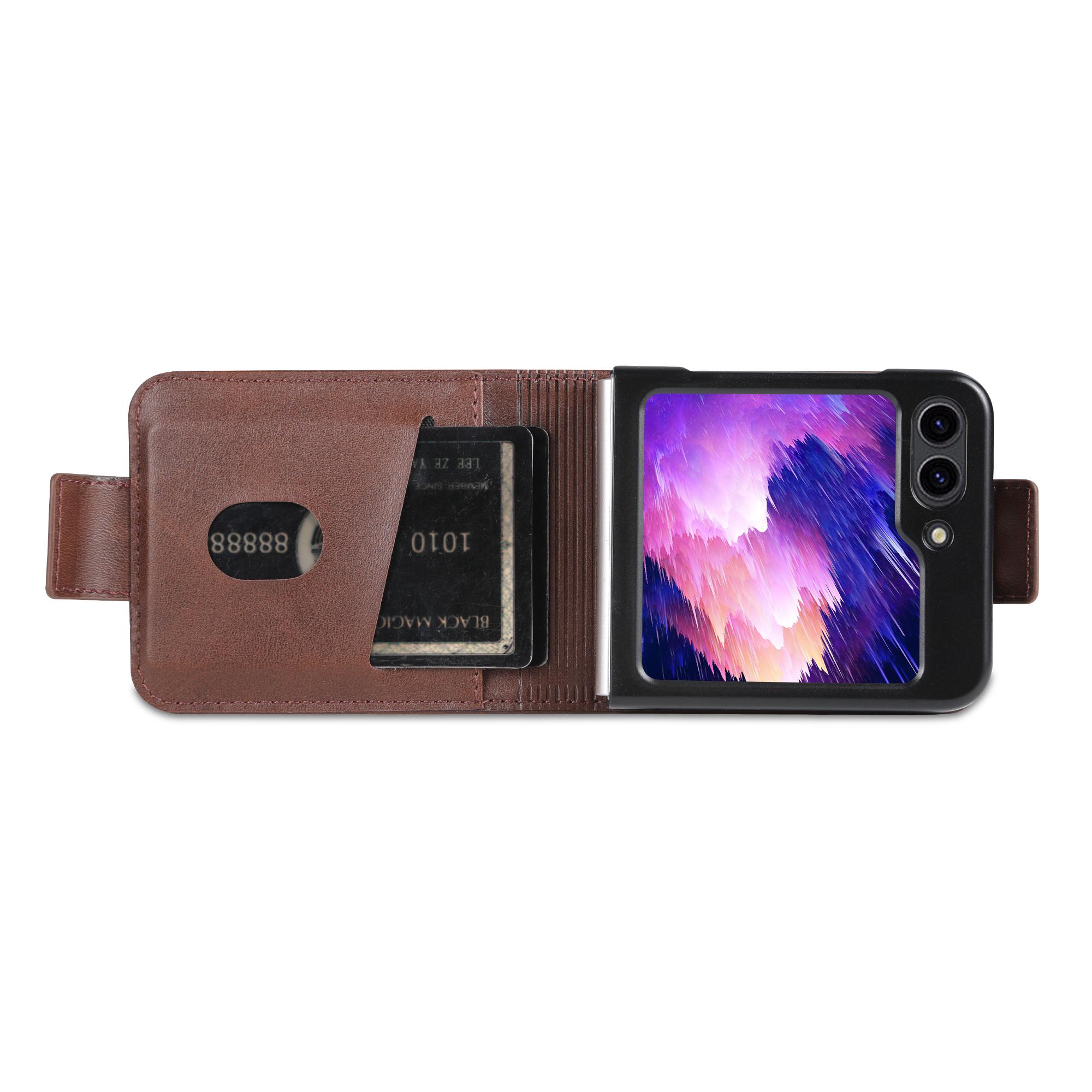 

AZNS For Samsung Galaxy Z Flip5 5G Leather Phone Case Card Holder Phone Cover Black