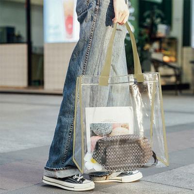 Bolsa de Maquiagem Transparente de Grande Capacidade Bolsa de Armazenamento à Prova d'Água Bolsa de Praia à Prova d'Água Bolsa de Ombro de PVC