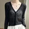 Women Thin Long Sleeve Solid Sunscreen Knit Cardigan Summer Outerwear Cover Up