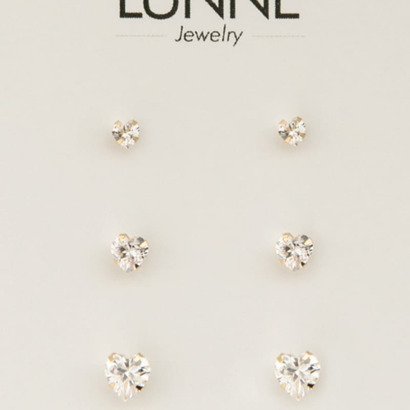 LUNNE 14k Herz Zirkonia Ohrringe (14 Karat Gold) #ES03