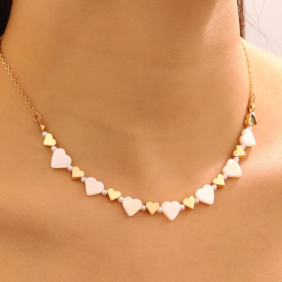 Women Necklace Bracelet Natural Shell Heart Design Adjustable Extension Chain Necklace Wristband Jewelry Gift