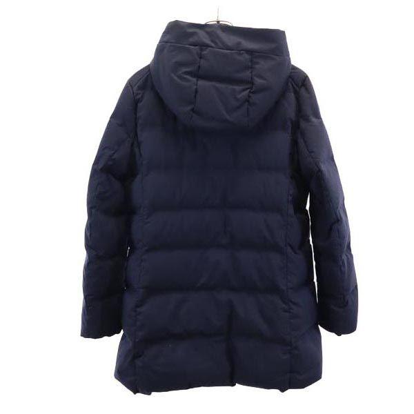 UNIQLO Long sleeve seamless down coat L Navy system hood Women Used