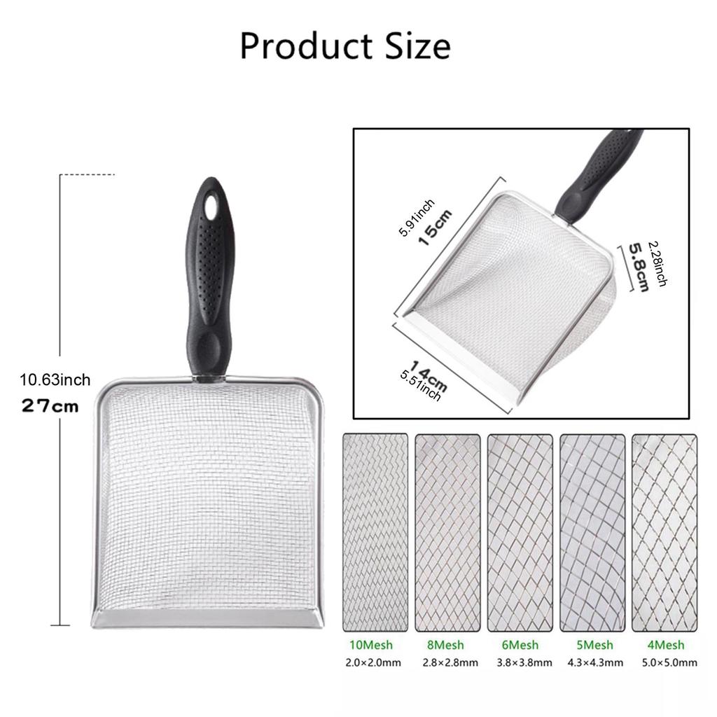 Mesh Cats Litter Scooper Stainless Steel Easy to Clean Kitten Sifter Shovels for Small Kitty Puppy Pet Cleaning Equipment