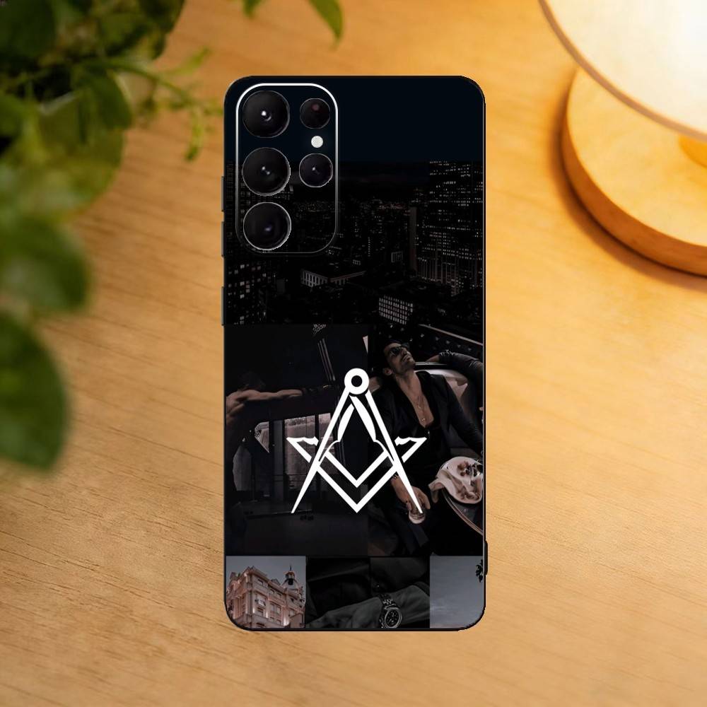 Freemasonry Symbol Phone Case For Samsung S25,24,23,22,30,21,10,9,Ultra,Plus,Lite Soft Black Case