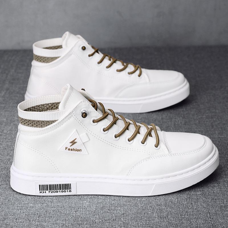 Herrenschuhe Herbst Neu High-Top Sneaker Studenten Lässig Atmungsaktiv Canvas Weiße Schuhe
