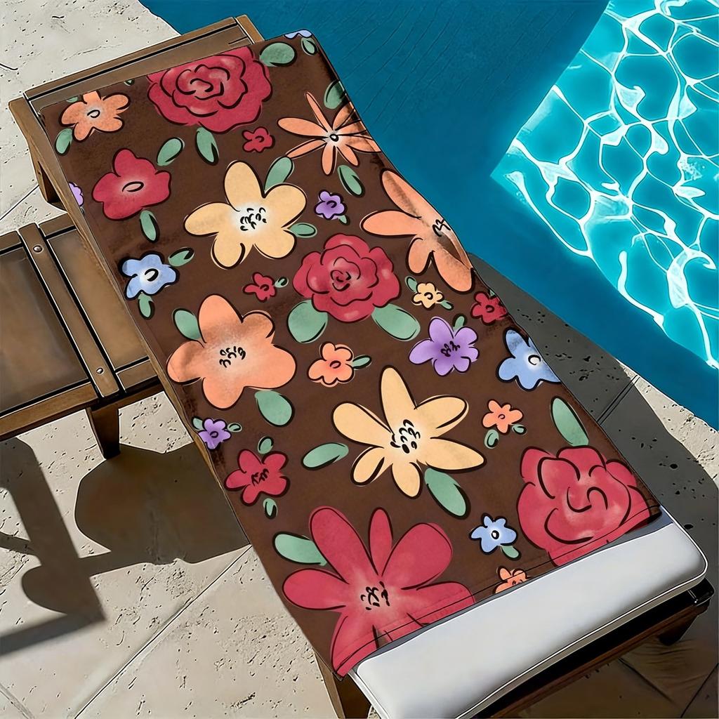 Cute flower wind colorful flower pattern polyester microfiber beach towel is highly absorbent, suitable swimming beach outings