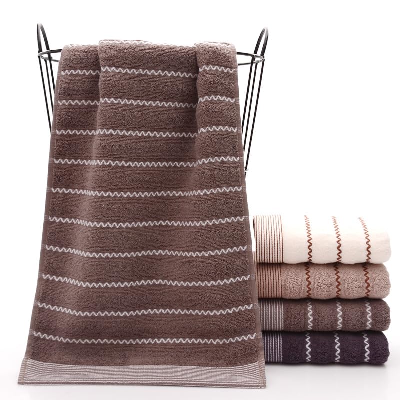 Face Towel Set with Wavy Pattern, 100% Cotton. Gentle On Skin, Fluffy, Soft, Absorbent, Fade-resistant, Low Lint Shedding, Durable, Breathable.