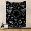 Shark Teeth Pattern On Black Background Tapestry Patterned Tapestry for Bedroom and Living Room Home Decor