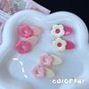 Cartoon Pink Flower Oval Hairpin Cute Sweet Girl Side Clip  Hair Accessories for Women