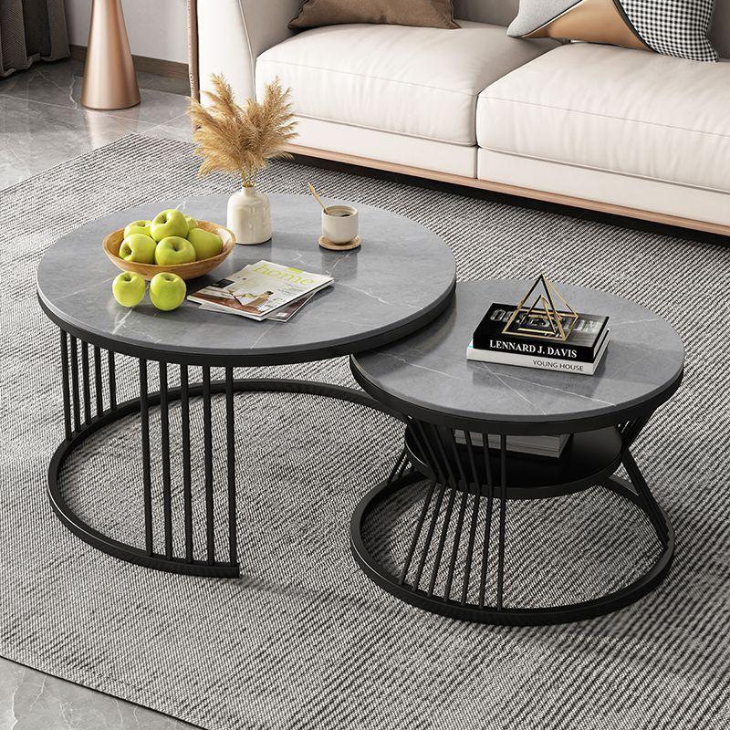 Modern Minimalist Round Coffee & Side Table Set for Small Apartments