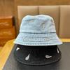 Vintage Paisley Denim Bucket Hat Women Men Washed Cotton Sun Protection Fisherman Cap Korean Style Outdoor Retro Basin Hat