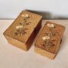 1pc Natural Handmade Rattan Storage Box with Lid for Clothes and Toys Weave Sundries Organizer Made of Seaweed Vintage Straw Basket