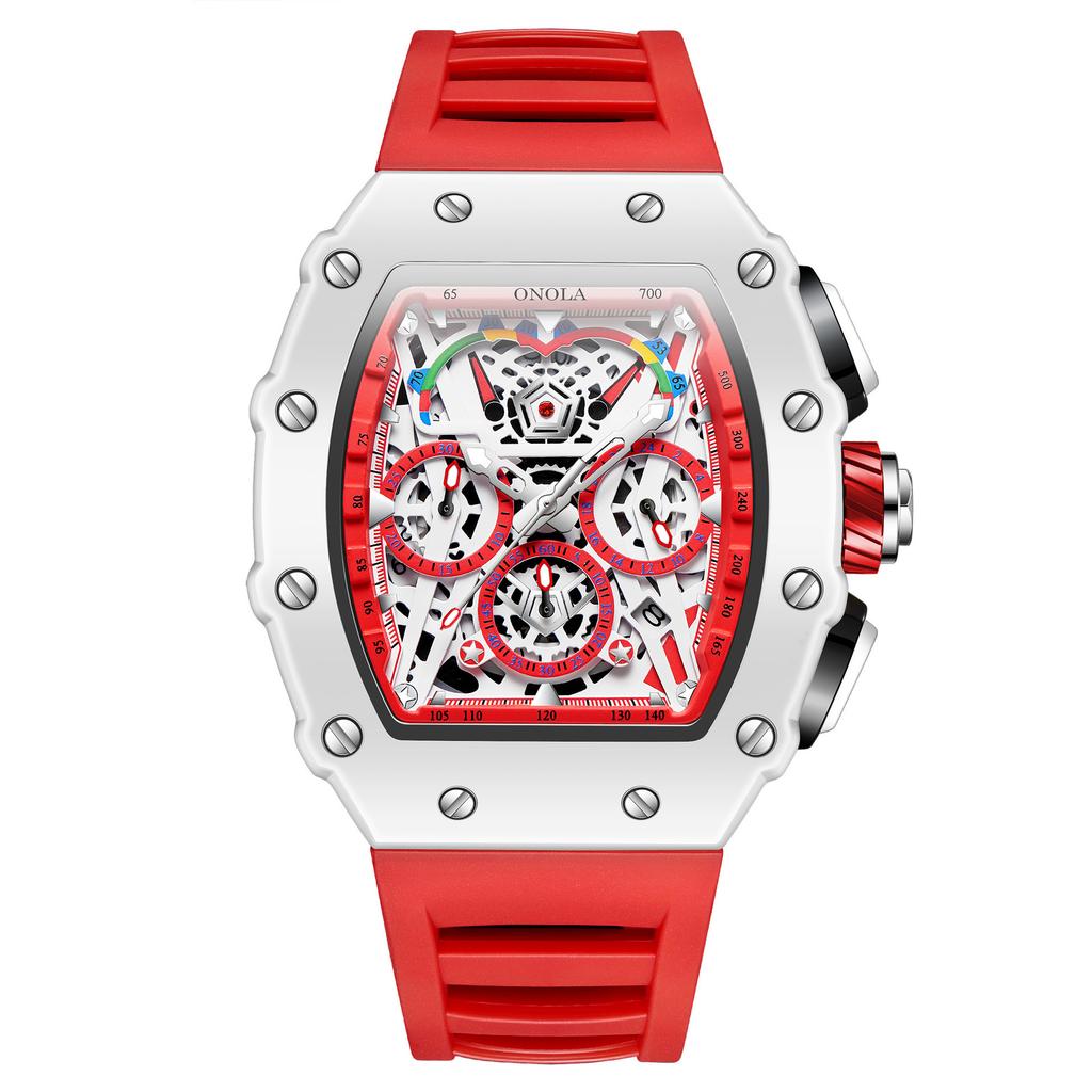 Onola Multifunctional Fashion Waterproof Quartz Men'S Watch Silicone Band Sports Watch