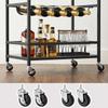 VASAGLE LRC087B01 Kitchen Trolley on Wheels with Shelves Glass and Bottle Holders 60 x 40 x 75 cm Industrial Design Vintage Brown/Black