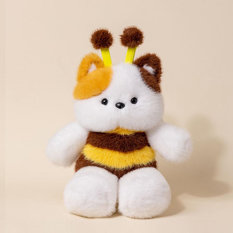 Zaino peluche Duo Gatto e Pecora che Corrono con Bambole Orso e Ape