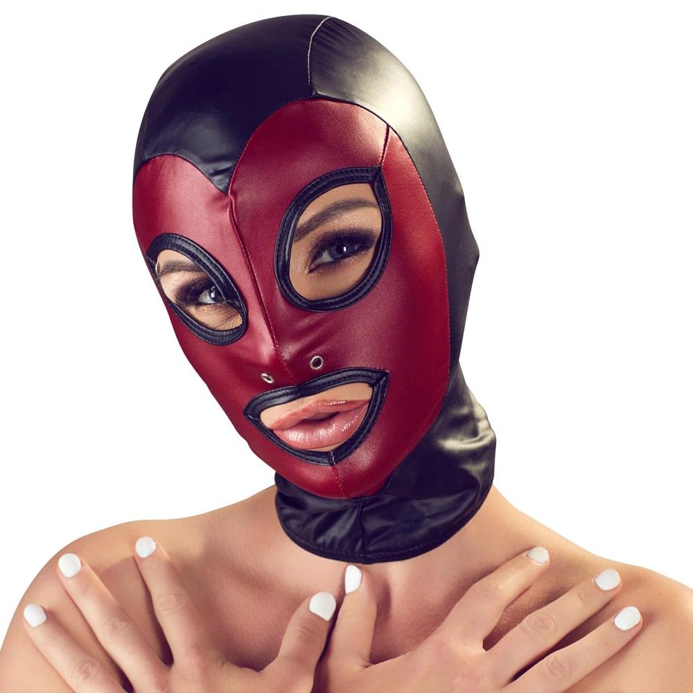 Bad Kitty - Rote Maske mit Öffnungen für Augen und Mund