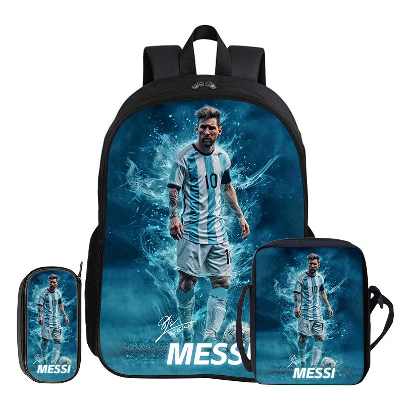 Leer, Reizen School Schoudertas, Etui, Sport Rugzak M-Messi Kinderen 3-delige Set Rugzak Voetbalster Rugzak Cadeau