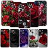 Red Roses Flowers Phone Case For iPhone 16 15 14 11 Pro Max 12 13 7 8 Plus X XR XS SE 2020 Soft Black Cover