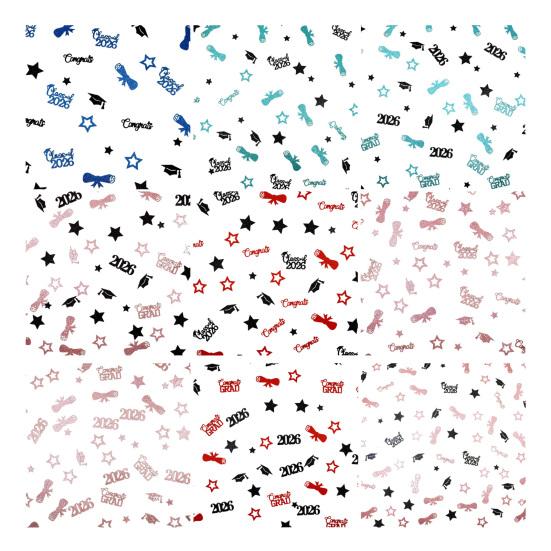 Yousheng 100 Pcs Graduation Confetti Glitter Grad Caps Bows Stars Confetti Class of 2026 Party Table Centerpiece for Graduation Party