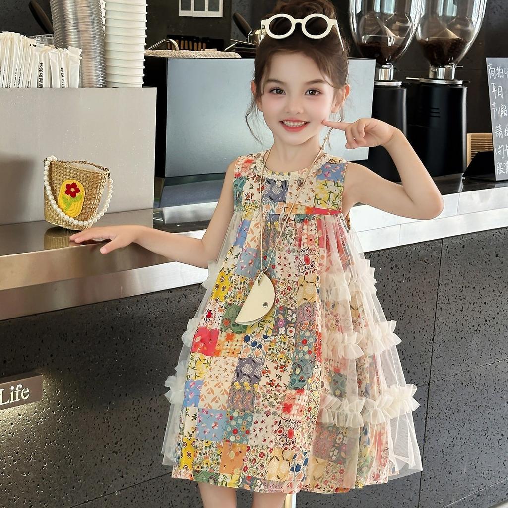 Girls Summer Bohemian Sleeveless Princess Dress Lightweight Breathable Children Sundress