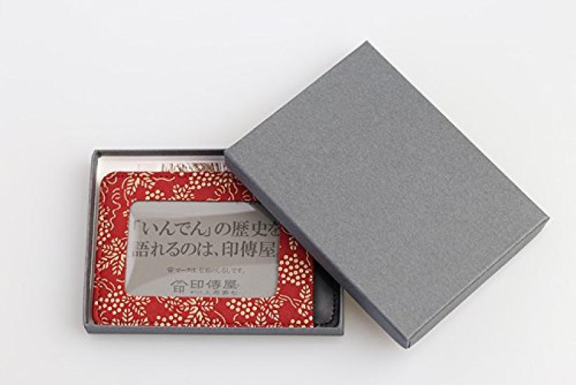 Inden Indenya Yushichi Uehara Indenya Genuine Leather Pass Holder Pass Holder Model Number 2525 Red Background X White Lacquer Grape Pattern Genuine