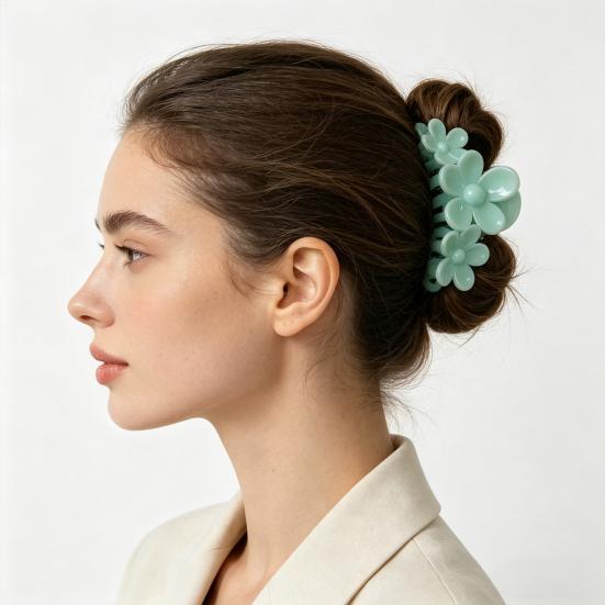 Hair Claw Three-Dimensional Flower Design Large Shark Clip Buns Half-Tied Hair Back Head Hair Claw Commuting Hair Accessories
