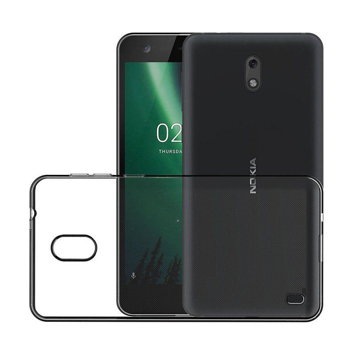 Case and Neck Strap for Nokia 2 - Transparent Soft TPU Adjustable Black Cord Phonillico®