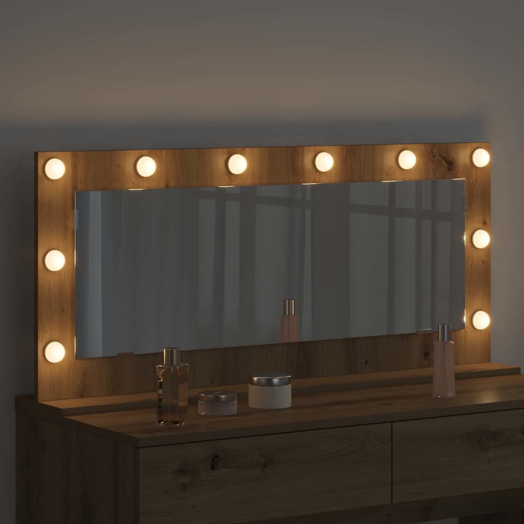 Rectangular Washbasin Mirror Artisan Oak Finish 100 x 45 x 18 cm