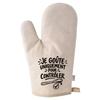 Gant de Cuisine Beige Je goûte uniquement pour contrôler | Coton Recyclé 280 g/m² 17 × 26 cm Dos Matelassé | Taille Unique Four