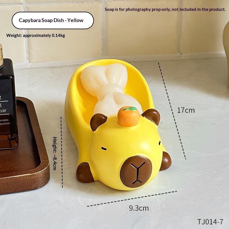 

2026 New Creative Capibala Soap Box, Draining Soap Storage Rack, Household Sink, No Water Accumulation, Cartoon Cute Soap Dish жовтий