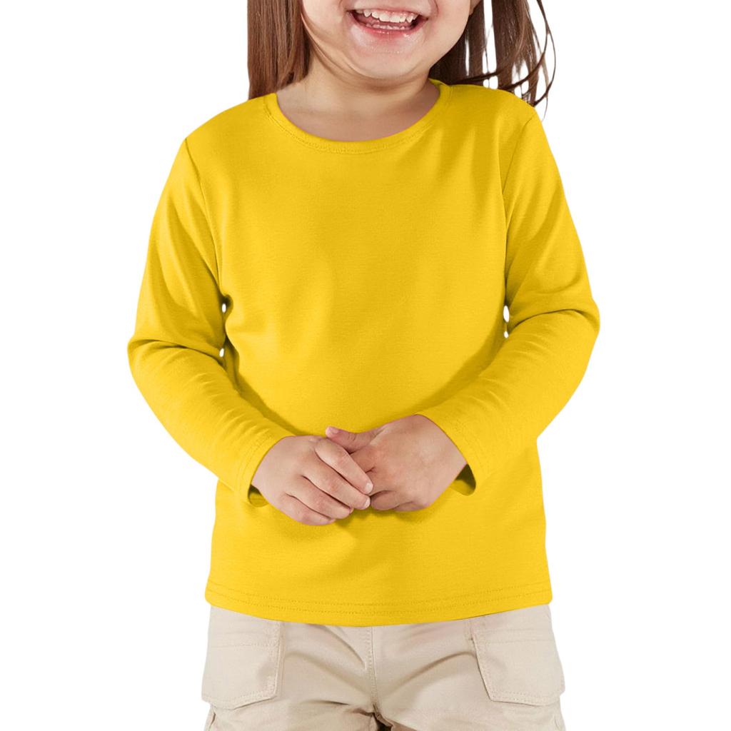 Boy And Girls Solid Color Long Sleeved T-shirt Round Neck Solid Color T-shirt