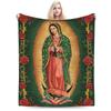 Our Lady of Guadalupe Plush Blankets Girls Boys Flannel Throw Blanket For Bedroom Warm Soft Custom DIY Quality Bedspread Gift