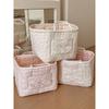 Rose Flower Storage Basket With Cotton Material And Foldable Design For Home Organization