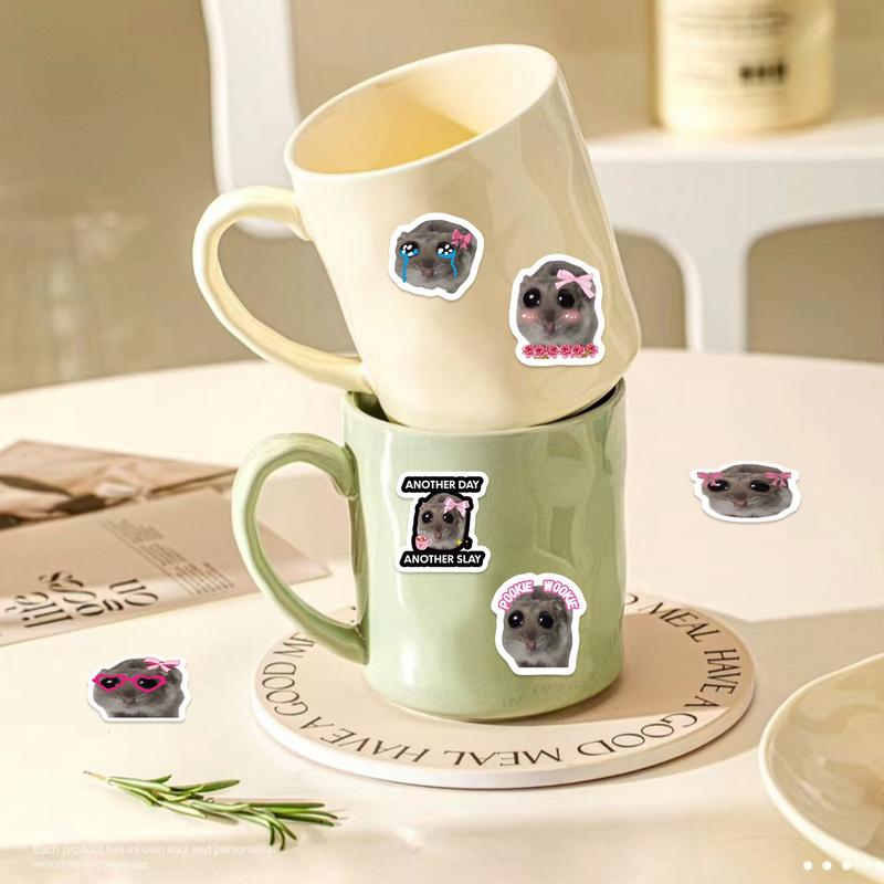 500 Stück/Rolle Traurige Hamster Aufkleber Cartoon Niedliche Tier Aufkleber DIYs Handy Gitarre Laptop Notizbuch Koffer Aufkleber Kinder Spielzeug