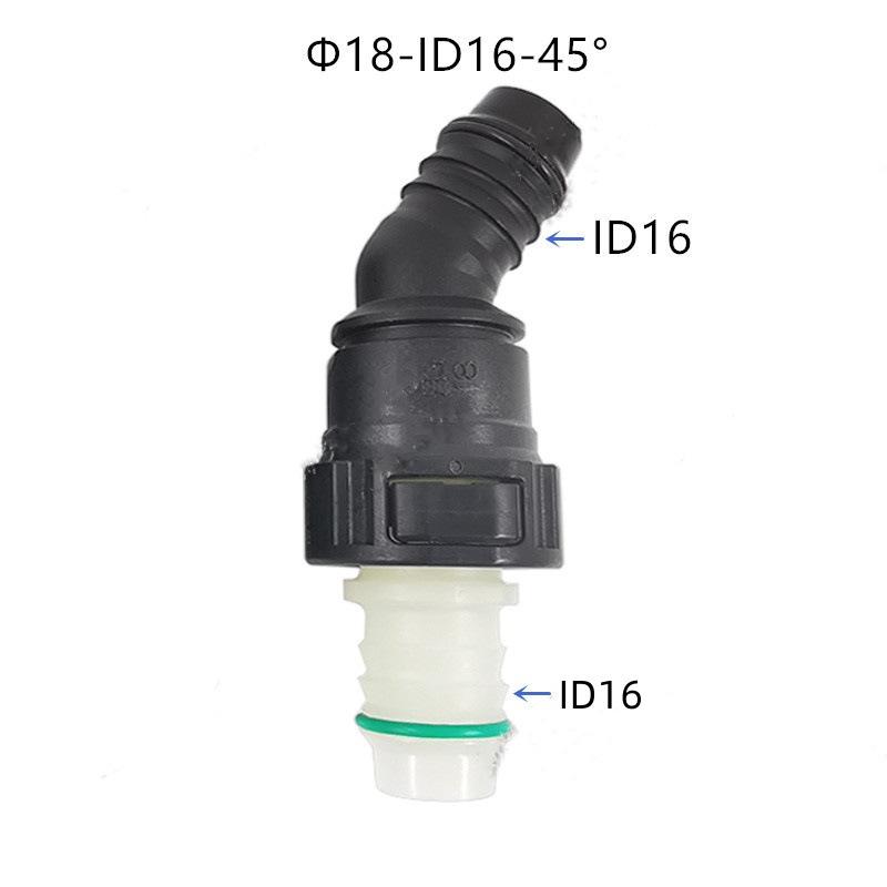 18mm ID16 Automotive Fuel Line Hose Bend Double-Sided Male Female Matching Combination Large Size Plastic Quick Connector