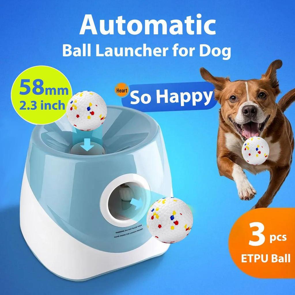 Automatic Pet Ball Launcher for Border Collies - Dog Toy, Tennis Ball Thrower, Bouncing Ball for Walking and Fetching Upgraded Version