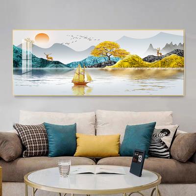 Pittura su Tela Cervo Dorato Cinese Albero Ricco Arte da Parete FengShui Paesaggio Montano Pietra Poster e Stampe Soggiorno Senza Cornice